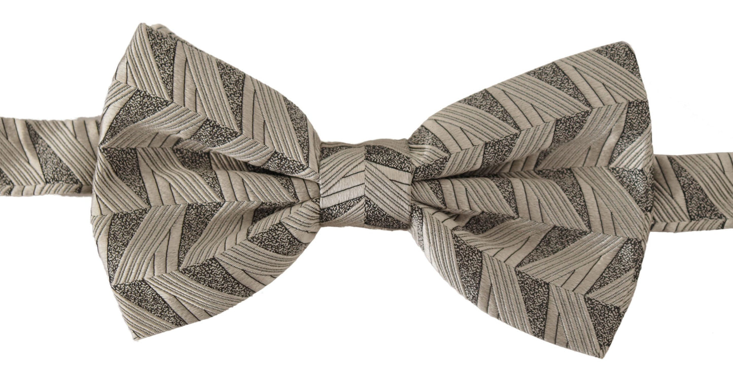 Dolce &amp; Gabbana – Graue Papillon-Fliege aus 100 % Seide mit verstellbarem Hals