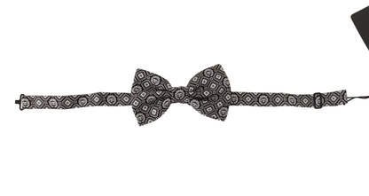 Dolce &amp; Gabbana – Schwarz-weiße Papillon-Krawatte aus 100 % Seide mit verstellbarem Hals