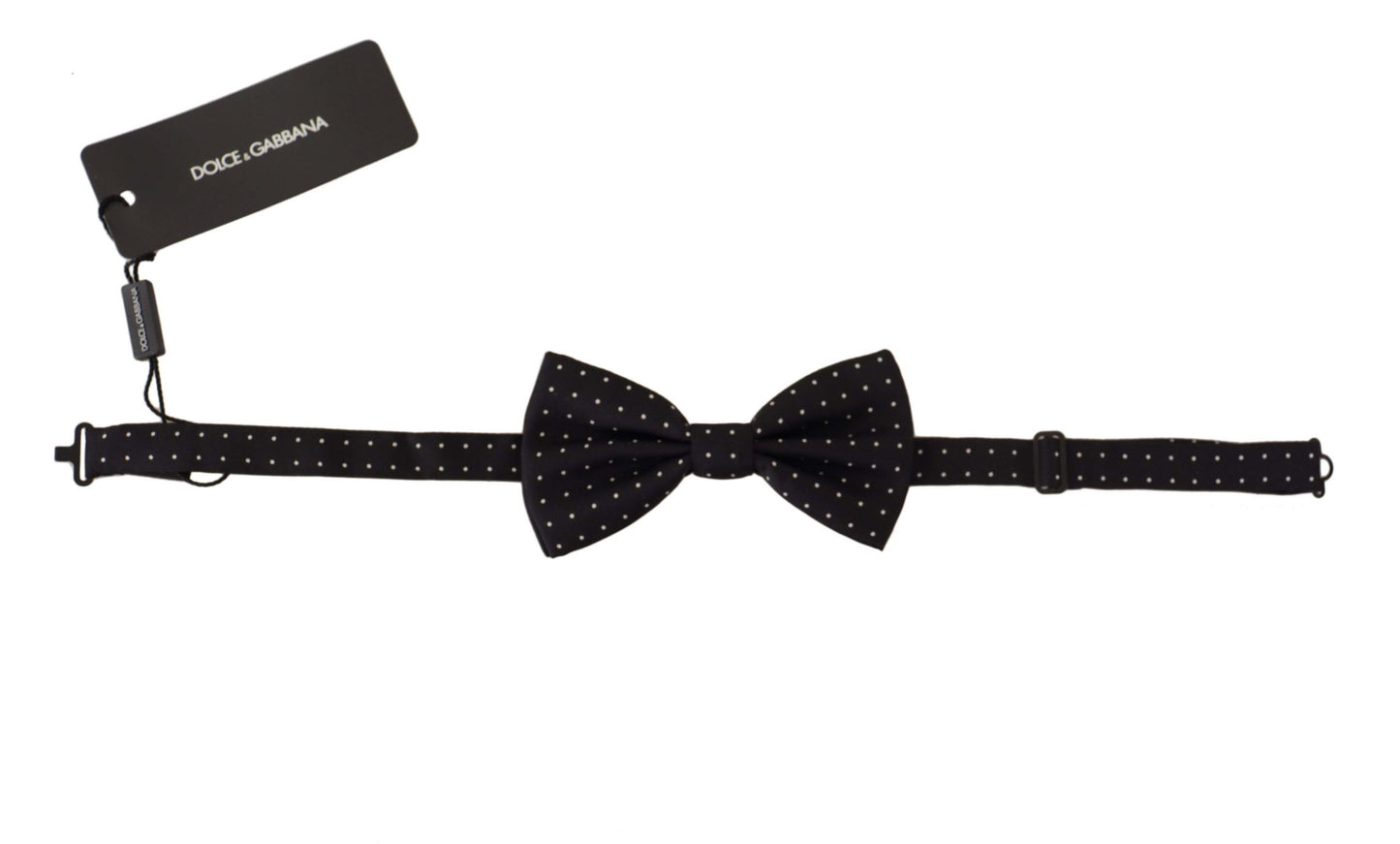 Dolce &amp; Gabbana – Schwarz-weiß gepunktete Papillon-Krawatte aus 100 % Seide