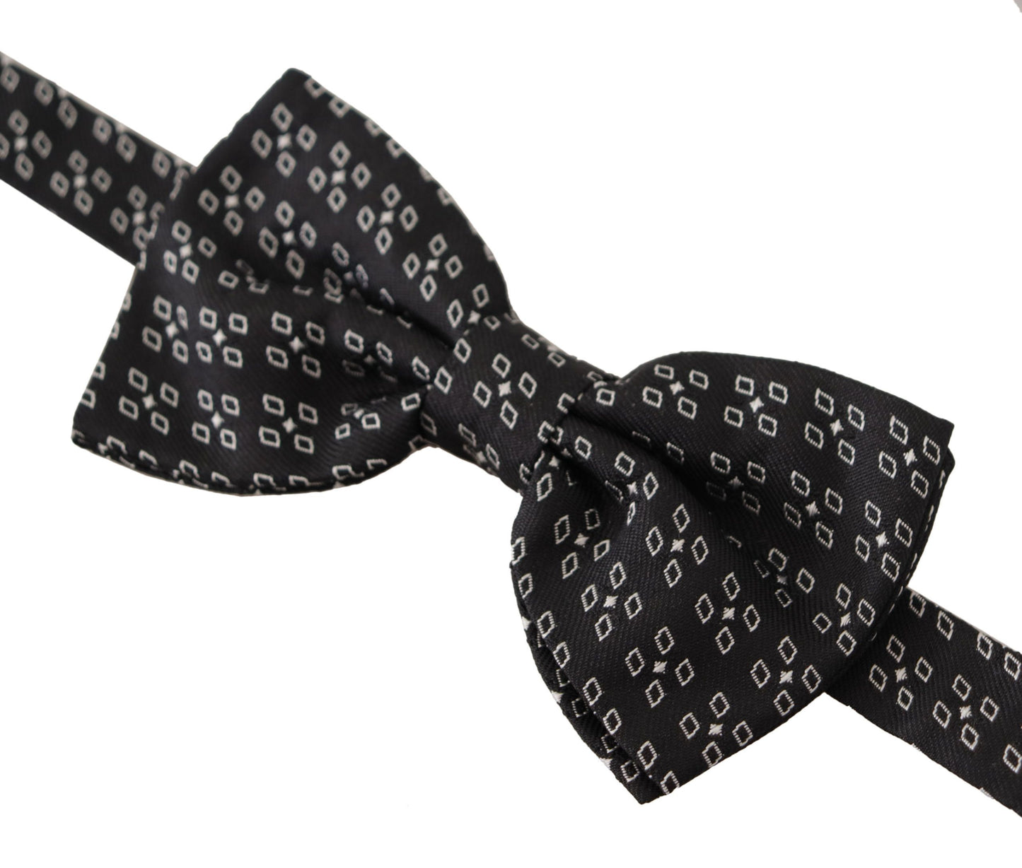 Dolce &amp; Gabbana – Schwarz-weiß gepunktete Papillon-Krawatte aus 100 % Seide