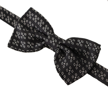 Dolce &amp; Gabbana – Schwarz-weiß gepunktete Papillon-Krawatte aus 100 % Seide