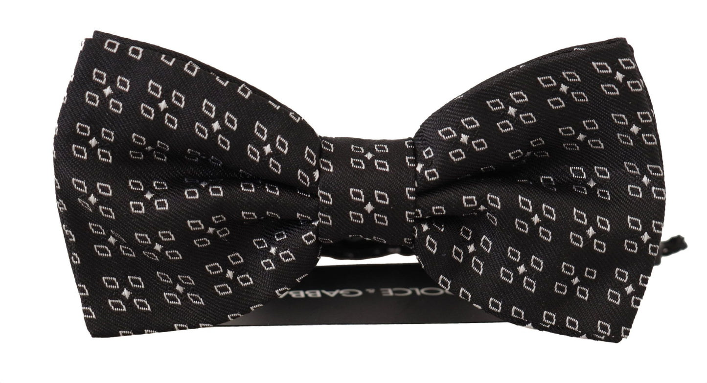 Dolce &amp; Gabbana – Schwarz-weiß gepunktete Papillon-Krawatte aus 100 % Seide