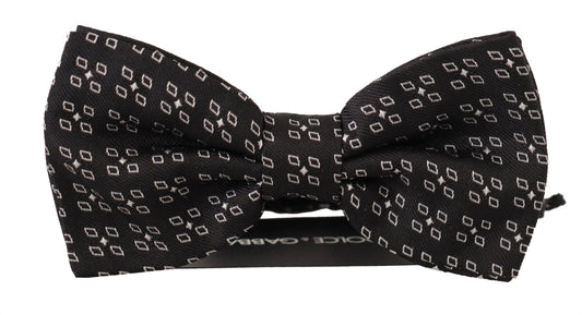 Dolce &amp; Gabbana – Schwarz-weiß gepunktete Papillon-Krawatte aus 100 % Seide