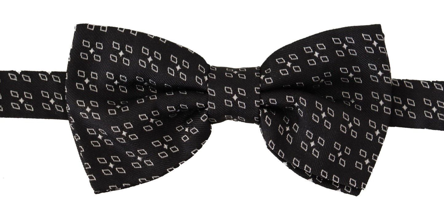 Dolce &amp; Gabbana – Schwarz-weiß gepunktete Papillon-Krawatte aus 100 % Seide