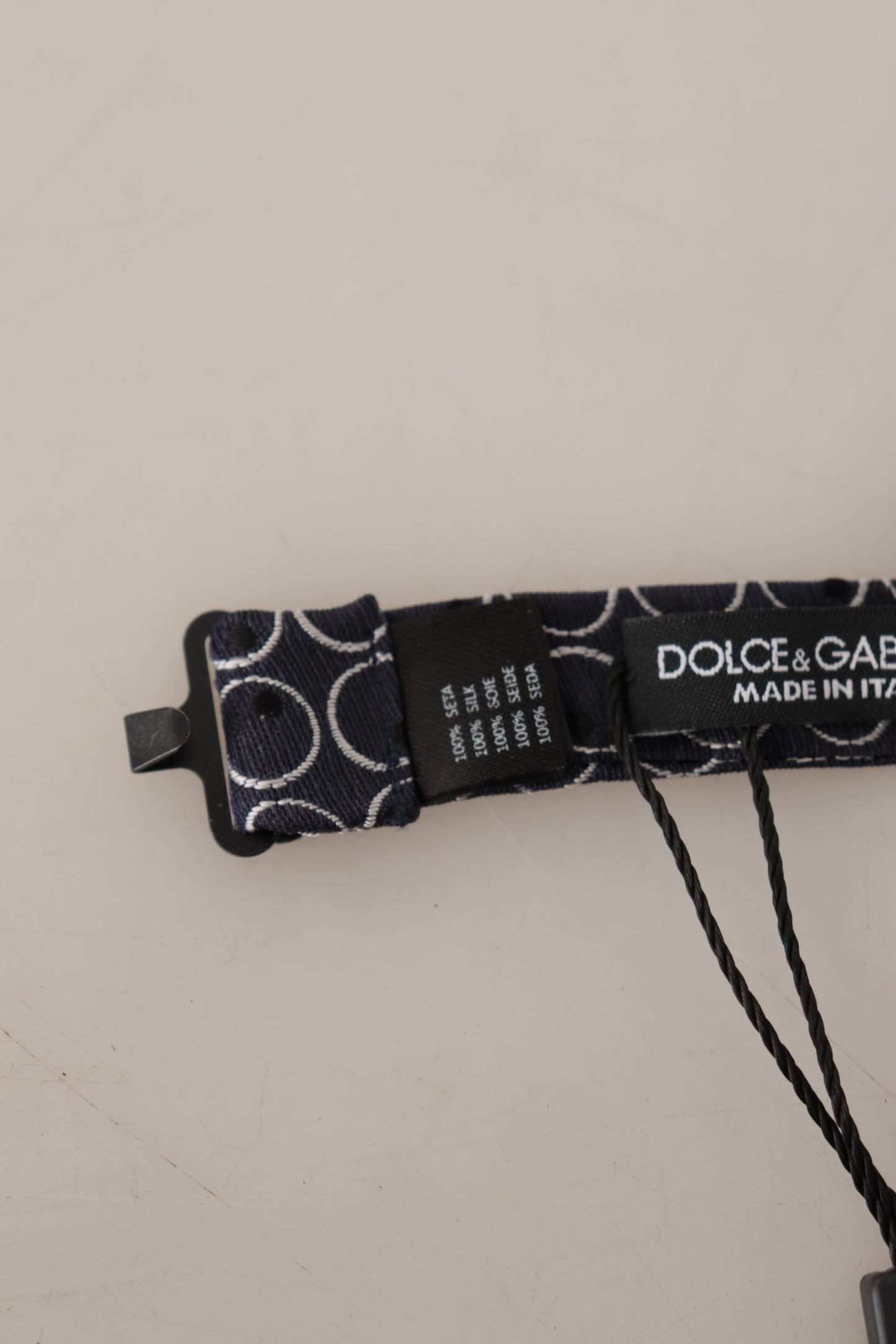 Dolce &amp; Gabbana – Schwarze, weiße, runde Papillon-Krawatte aus 100 % Seide