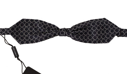 Dolce &amp; Gabbana – Schwarze, weiße, runde Papillon-Krawatte aus 100 % Seide