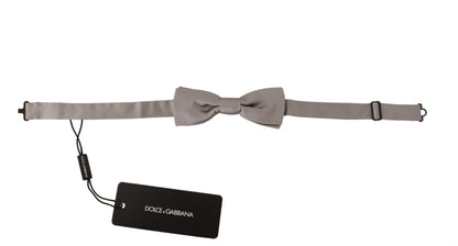 Dolce &amp; Gabbana – Schmale, verstellbare Papillon-Krawatte aus 100 % Seide in Silber
