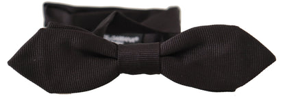 Dolce &amp; Gabbana – Schwarze, einfarbige Papillon-Krawatte aus 100 % Seide mit verstellbarem Hals