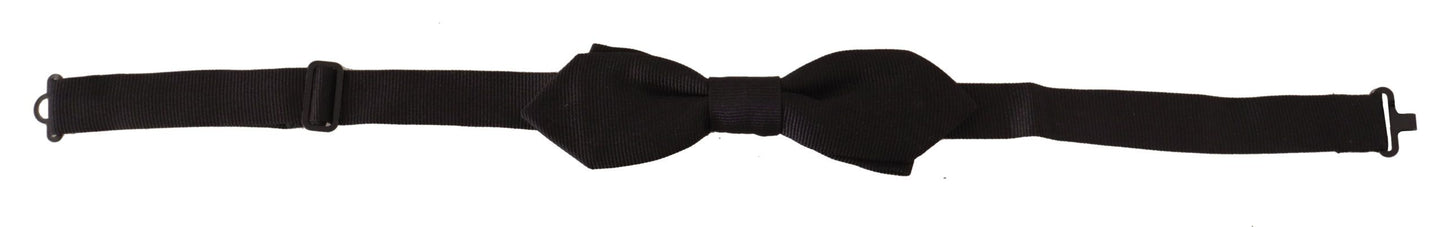 Dolce &amp; Gabbana – Schwarze, einfarbige Papillon-Krawatte aus 100 % Seide mit verstellbarem Hals