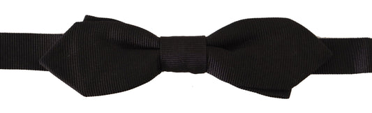 Dolce &amp; Gabbana – Schwarze, einfarbige Papillon-Krawatte aus 100 % Seide mit verstellbarem Hals