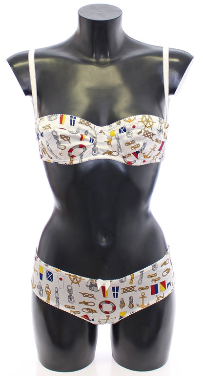 Dolce &amp; Gabbana – Weiße Matrosen-BH-Höschen-Stretch-Unterwäsche