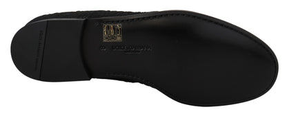 Dolce &amp; Gabbana – Schwarze Jacquard-Hausschuhe mit Blumenmuster, Halbschuhe