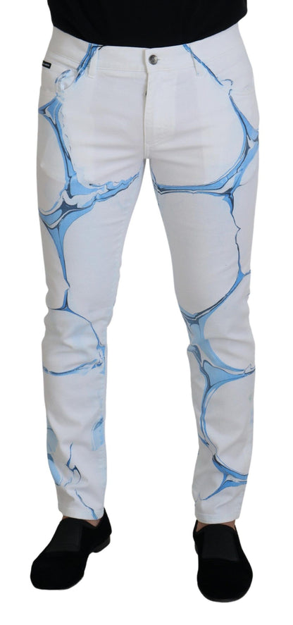 Dolce &amp; Gabbana – Skinny-Fit-Jeans aus Baumwoll-Stretch in Weiß und Blau