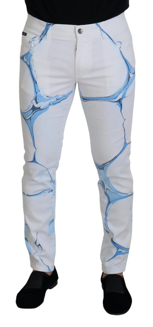 Dolce &amp; Gabbana – Skinny-Fit-Jeans aus Baumwoll-Stretch in Weiß und Blau