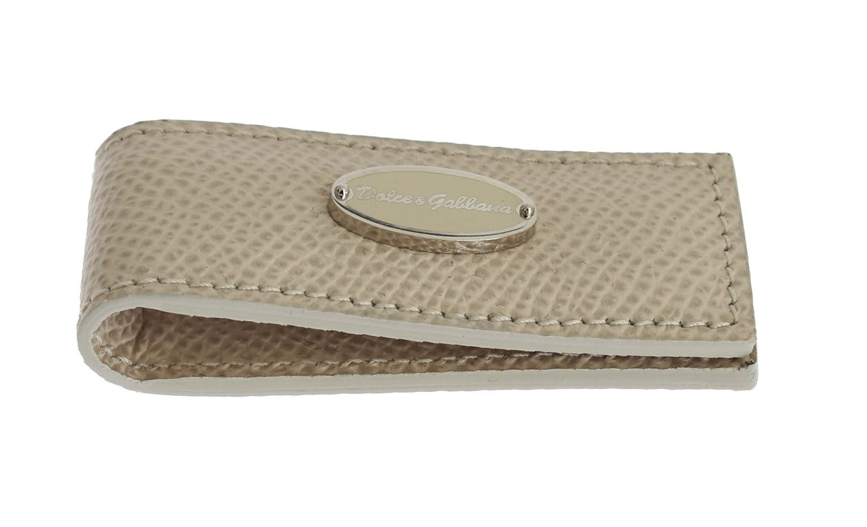 Dolce &amp; Gabbana Beige Leder Magnet Geldklammer