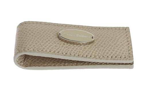 Dolce &amp; Gabbana Beige Leder Magnet Geldklammer