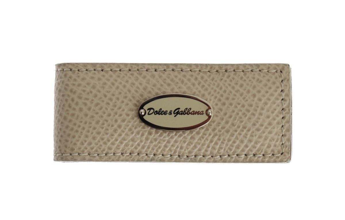 Dolce &amp; Gabbana Beige Leder Magnet Geldklammer