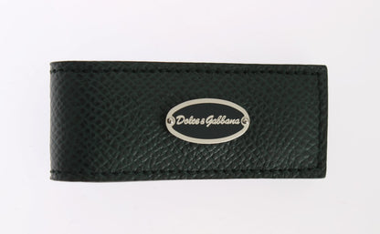 Dolce &amp; Gabbana Grüne Geldklammer aus Leder mit Magnet