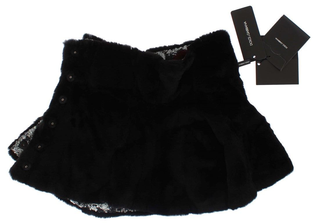 Dolce &amp; Gabbana – Schulterschal mit Blumenmuster und Wieselfell in Silber