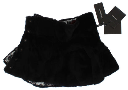 Dolce &amp; Gabbana – Schulterschal mit Blumenmuster und Wieselfell in Silber