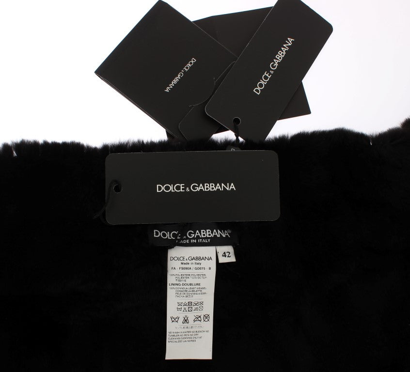 Dolce &amp; Gabbana – Schulterschal mit Blumenmuster und Wieselfell in Silber