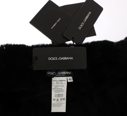 Dolce &amp; Gabbana – Schulterschal mit Blumenmuster und Wieselfell in Silber