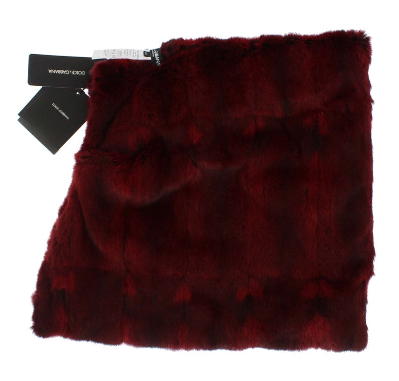 Dolce &amp; Gabbana Bordeaux Hamster Pelz Häkeln Kapuze Schal Hut