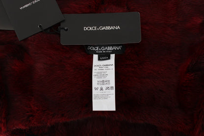 Dolce &amp; Gabbana Bordeaux Hamster Pelz Häkeln Kapuze Schal Hut