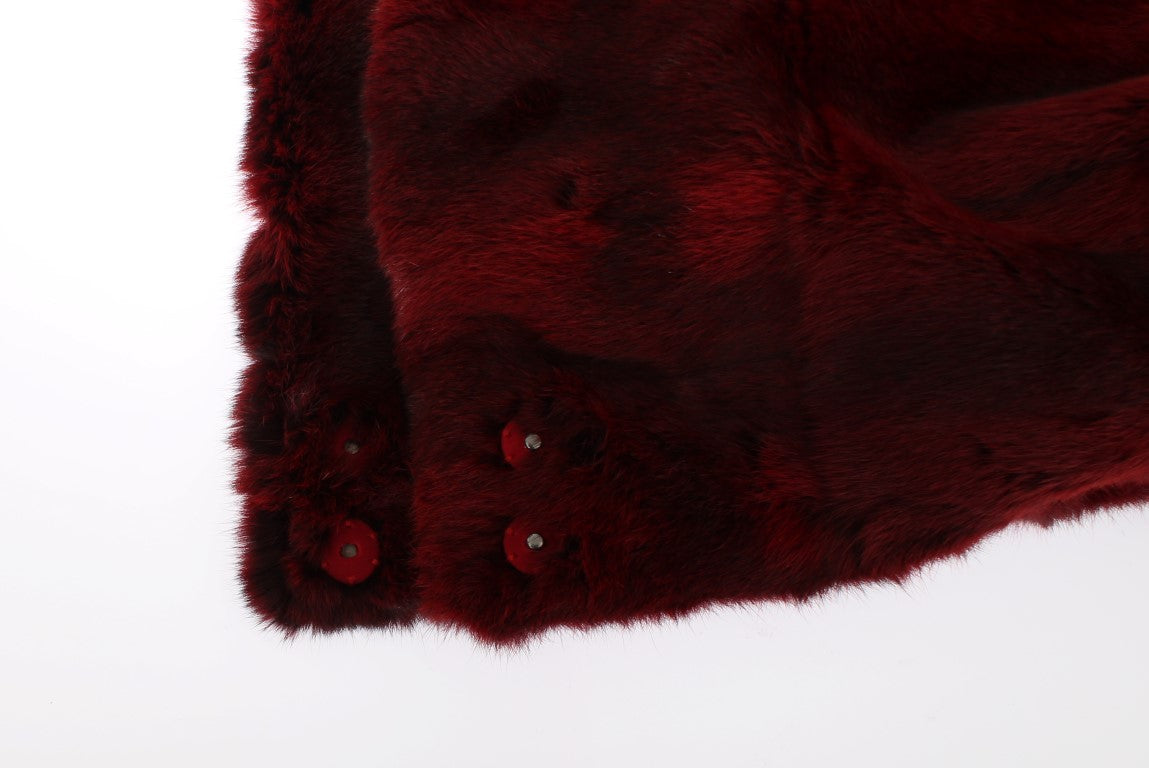 Dolce &amp; Gabbana Bordeaux Hamster Pelz Häkeln Kapuze Schal Hut