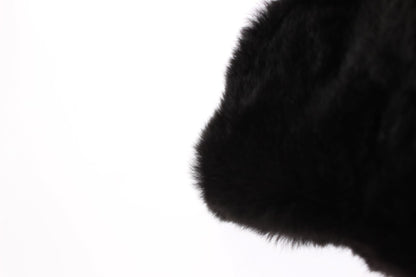 Dolce &amp; Gabbana Schwarzer Wieselfell-Häkelschal mit Kapuze