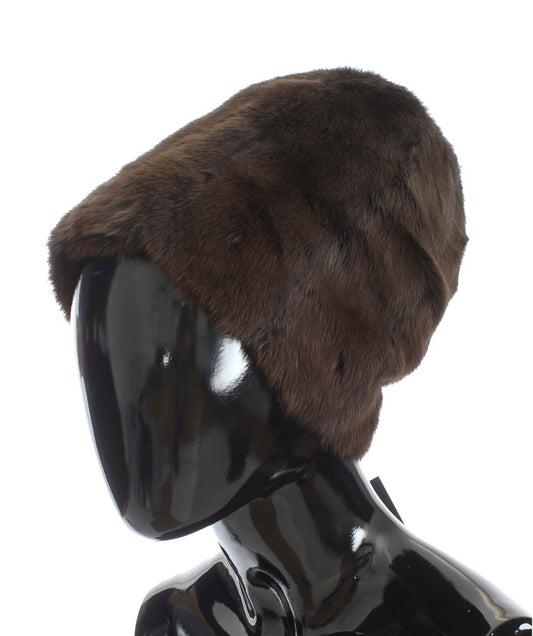 Dolce &amp; Gabbana Braune Wieselpelz-Mütze aus Kaschmir für Damen