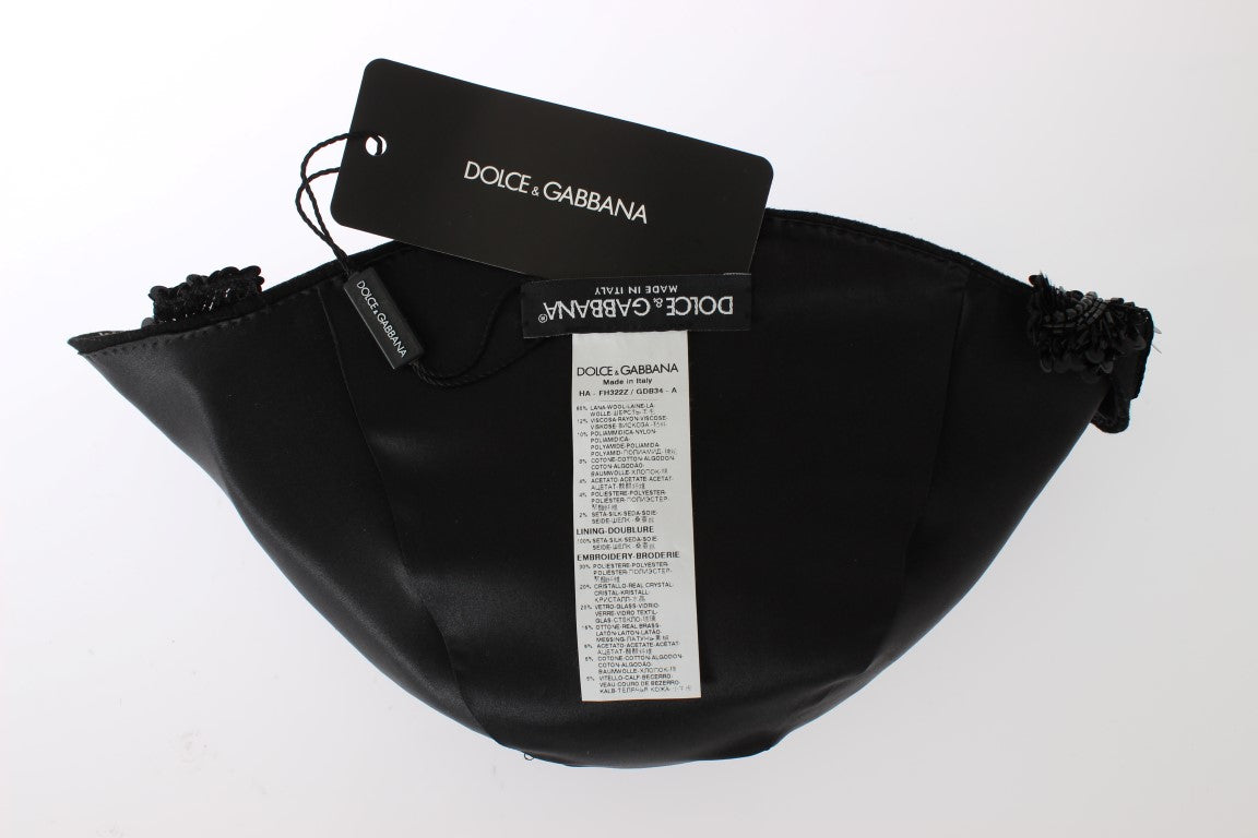 Dolce &amp; Gabbana – Broschenhut mit schwarzen Kristallen und goldenen Kirschen
