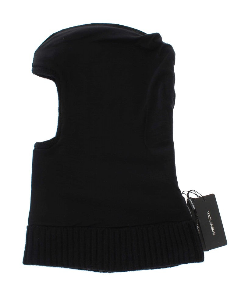 Dolce &amp; Gabbana – Schwarze Strickmütze mit Pailletten und Kapuze