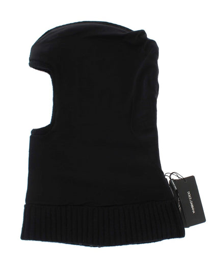 Dolce &amp; Gabbana – Schwarze Strickmütze mit Pailletten und Kapuze