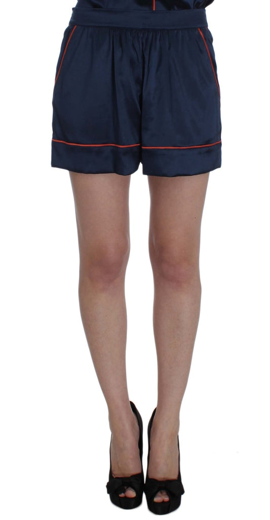 Dolce &amp; Gabbana Blaue Nachtwäsche-Shorts aus Seidenstretch