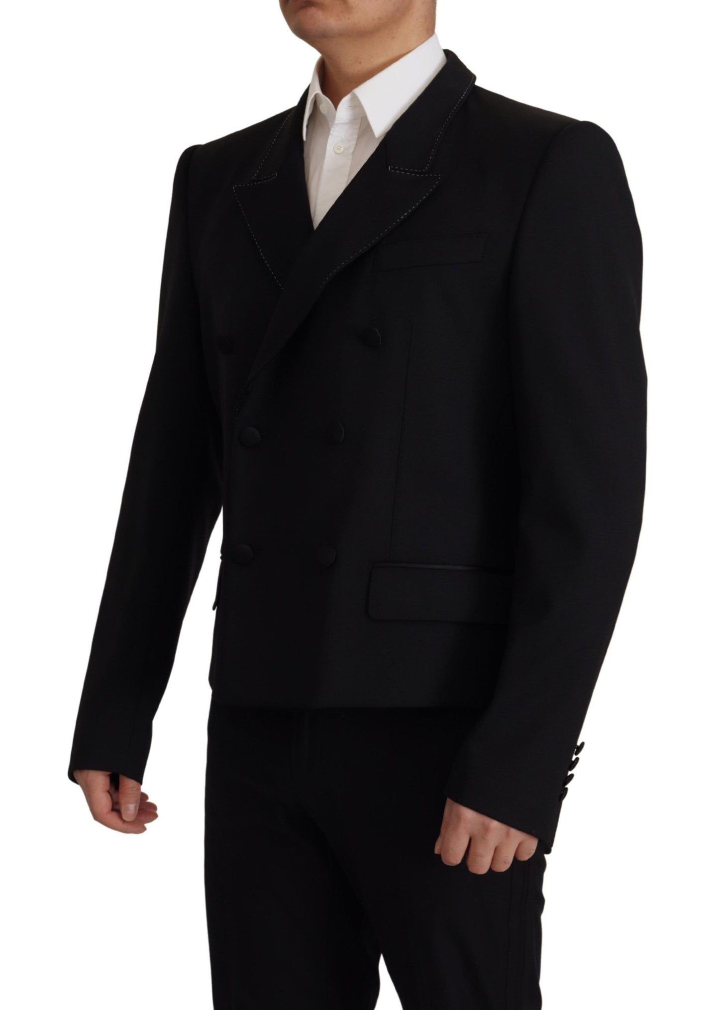 Dolce &amp; Gabbana Schwarzer Zweireiher-Mantel-Blazer