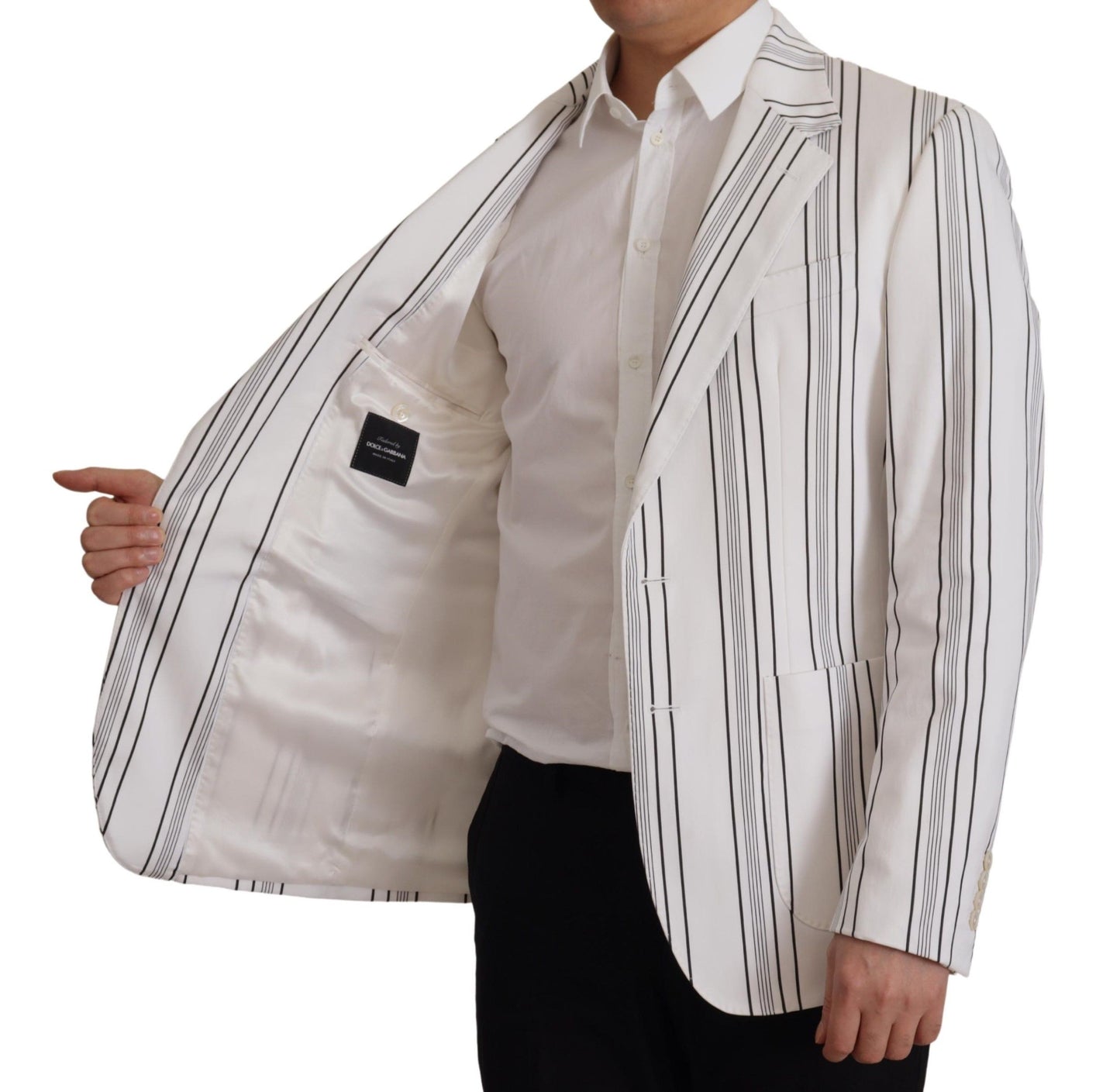 Dolce &amp; Gabbana – Einreihiger Blazer aus Baumwolle mit weißen Streifen