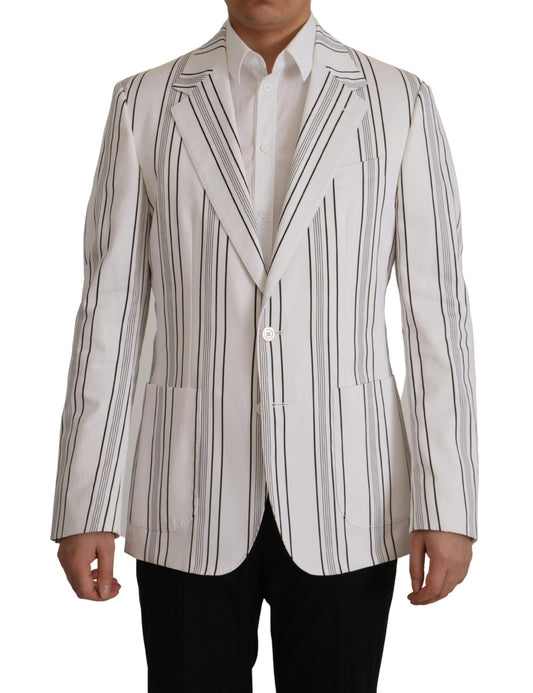 Dolce &amp; Gabbana – Einreihiger Blazer aus Baumwolle mit weißen Streifen