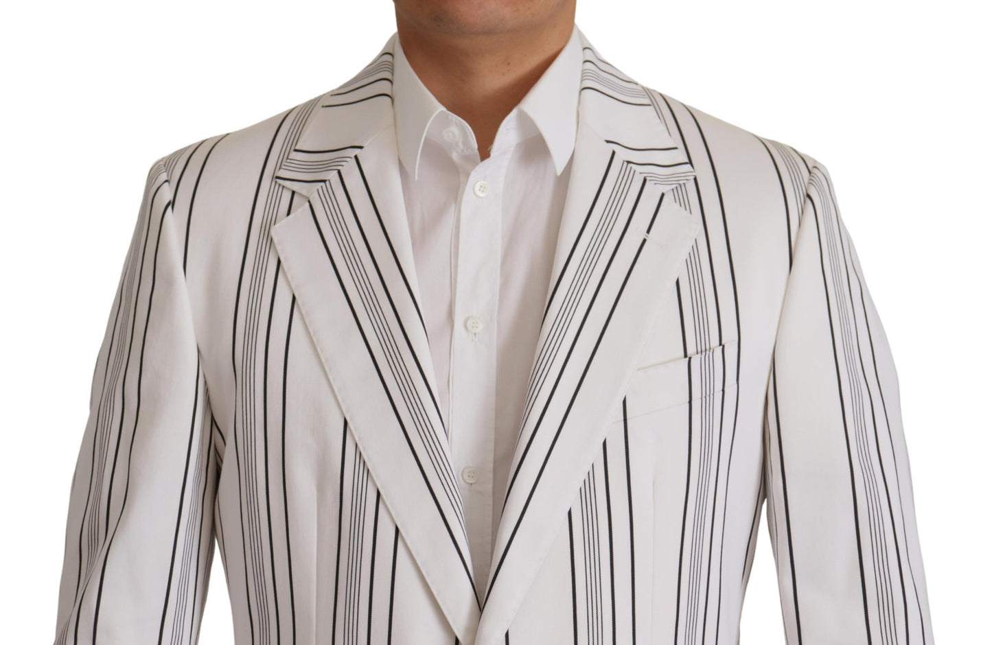 Dolce &amp; Gabbana – Einreihiger Blazer aus Baumwolle mit weißen Streifen