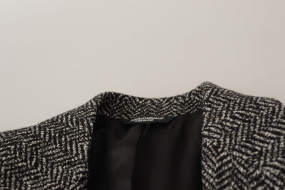 Dolce &amp; Gabbana Einreihiger Fantasy-Blazer aus grauer Baumwolle