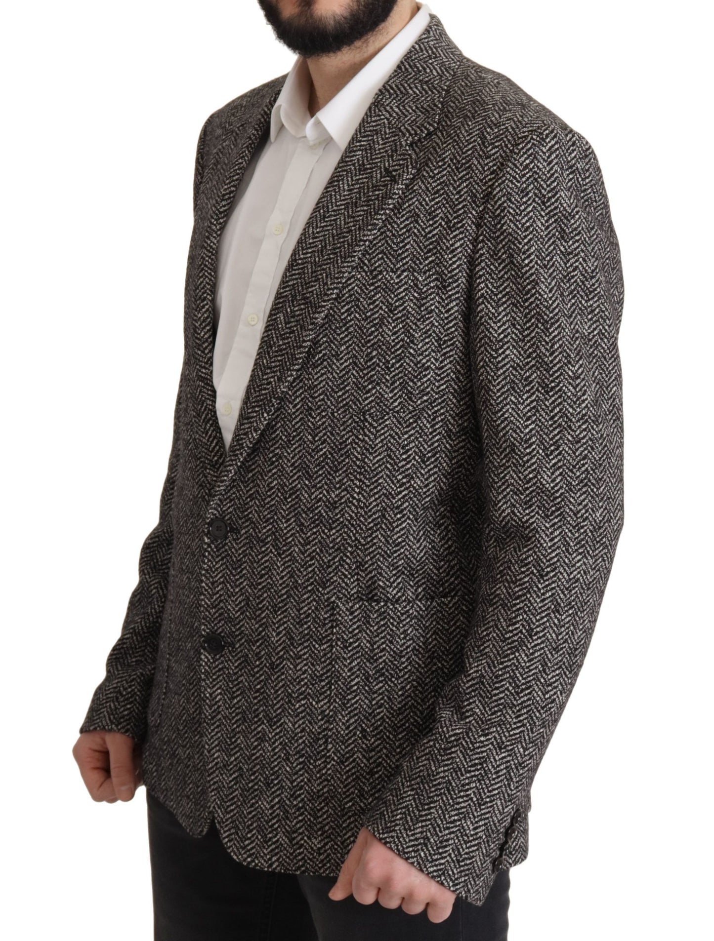 Dolce &amp; Gabbana Einreihiger Fantasy-Blazer aus grauer Baumwolle