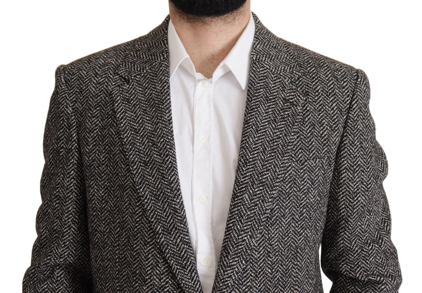 Dolce &amp; Gabbana Einreihiger Fantasy-Blazer aus grauer Baumwolle