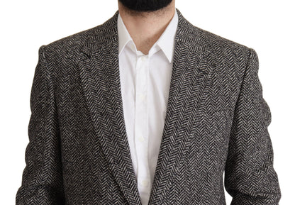 Dolce &amp; Gabbana Einreihiger Fantasy-Blazer aus grauer Baumwolle