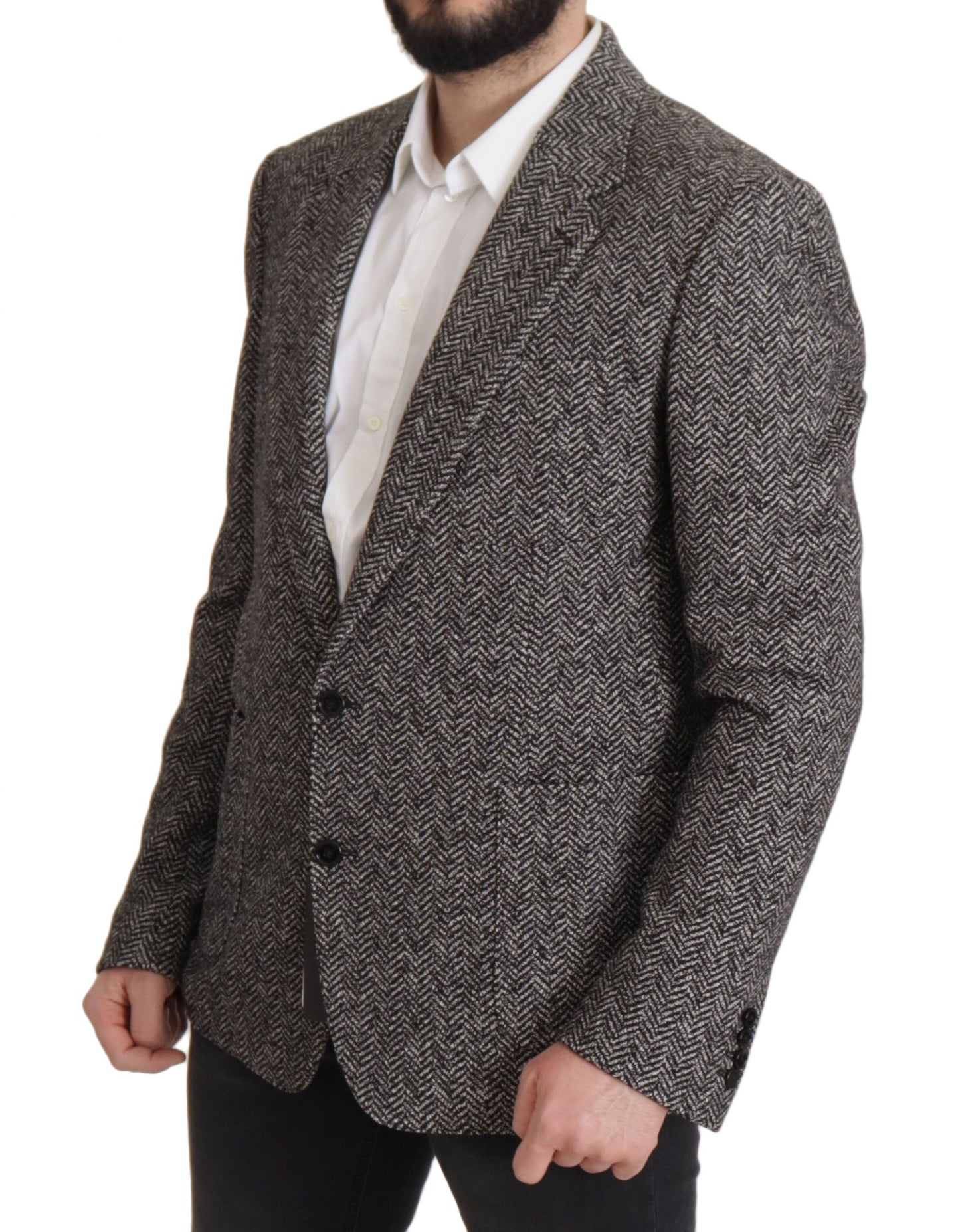 Dolce &amp; Gabbana Einreihiger Fantasy-Blazer aus grauer Baumwolle