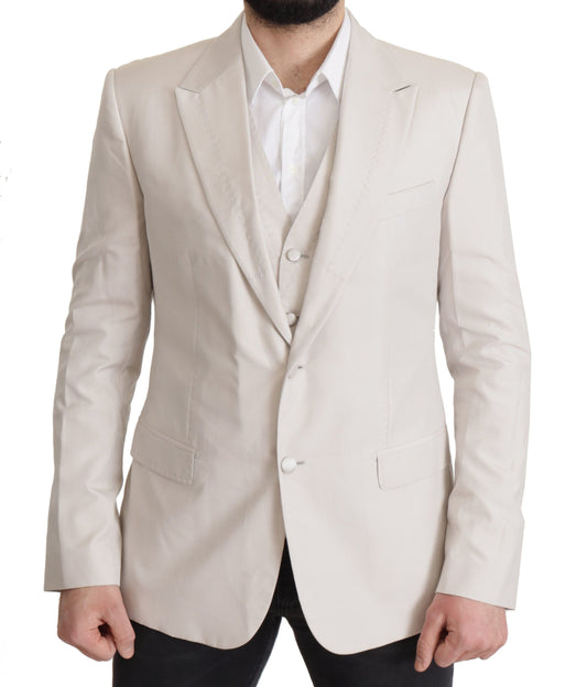 Dolce &amp; Gabbana – Einreihiger, zweiteiliger Blazer aus grauer Seide