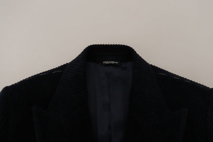 Dolce &amp; Gabbana Schwarzer Baumwoll-Cardigan, langer Mantel, Herrenjacke