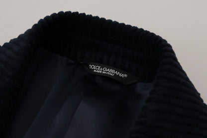 Dolce &amp; Gabbana Schwarzer Baumwoll-Cardigan, langer Mantel, Herrenjacke
