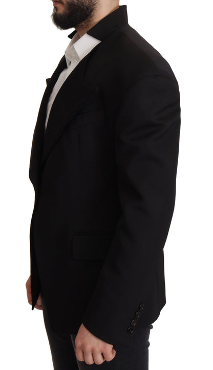 Dolce &amp; Gabbana – Einreihiger Blazer aus schwarzer Wolle