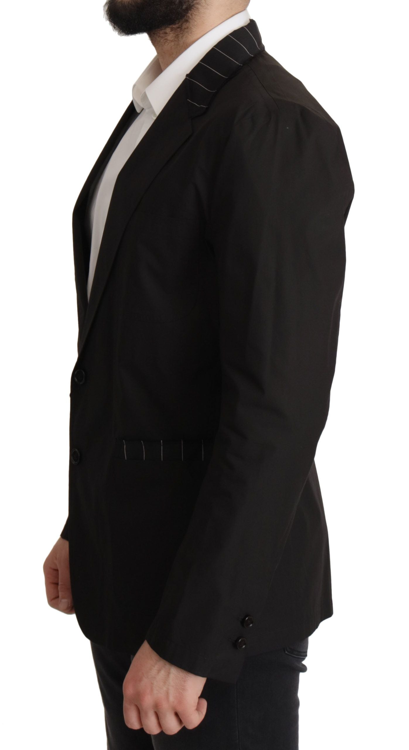 Dolce &amp; Gabbana – Einreihiger Blazer aus schwarzer Baumwolle