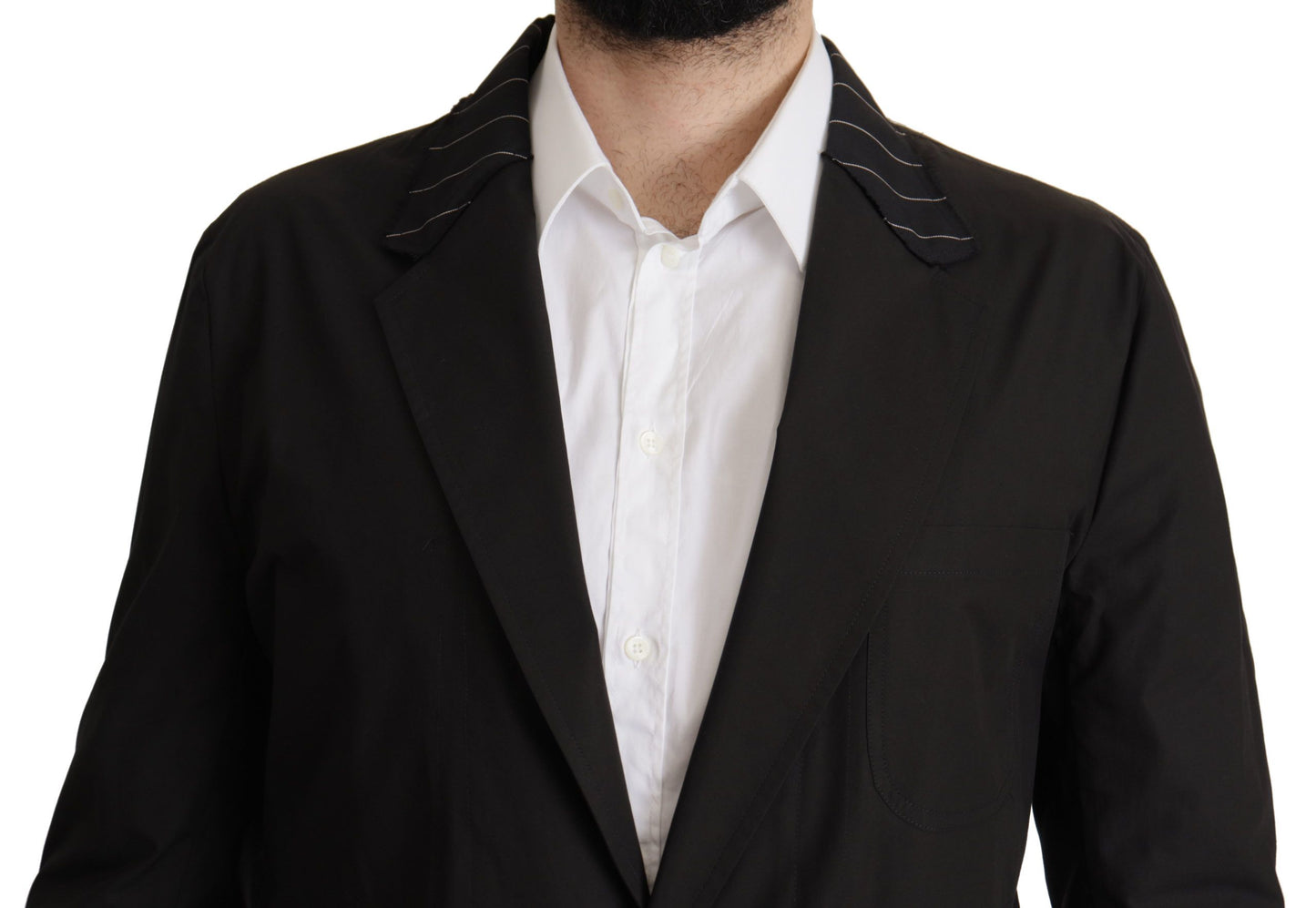 Dolce &amp; Gabbana – Einreihiger Blazer aus schwarzer Baumwolle